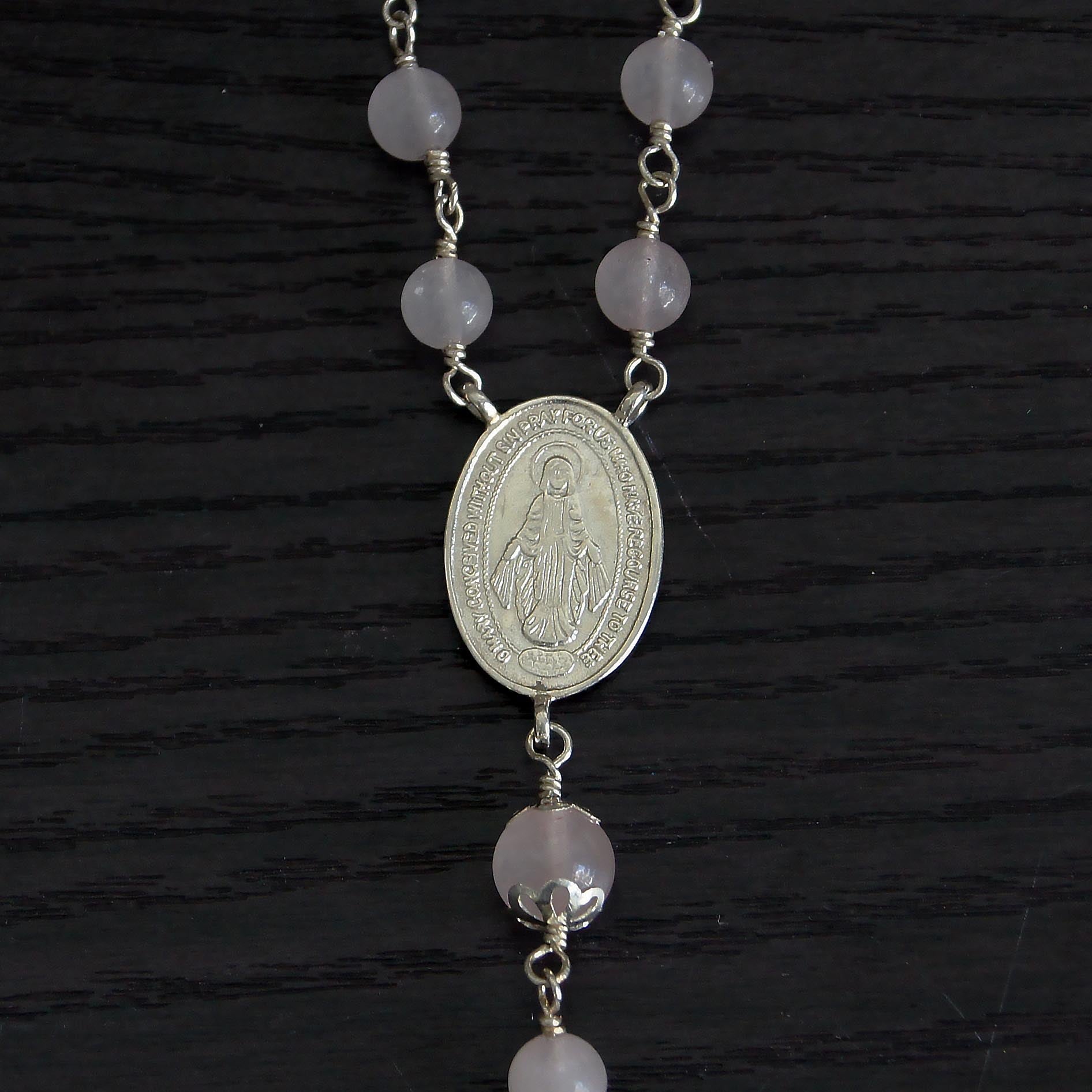 Sterling Silver Rose Quartz Rosary