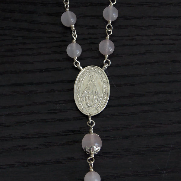 Sterling Silver Rose Quartz Rosary