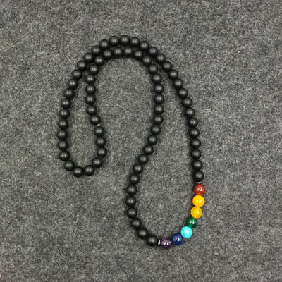 Seven Chakra Matt Lava Stone Necklace