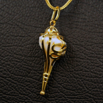 Gold Plated Necklace with Natural Shankha Pendant