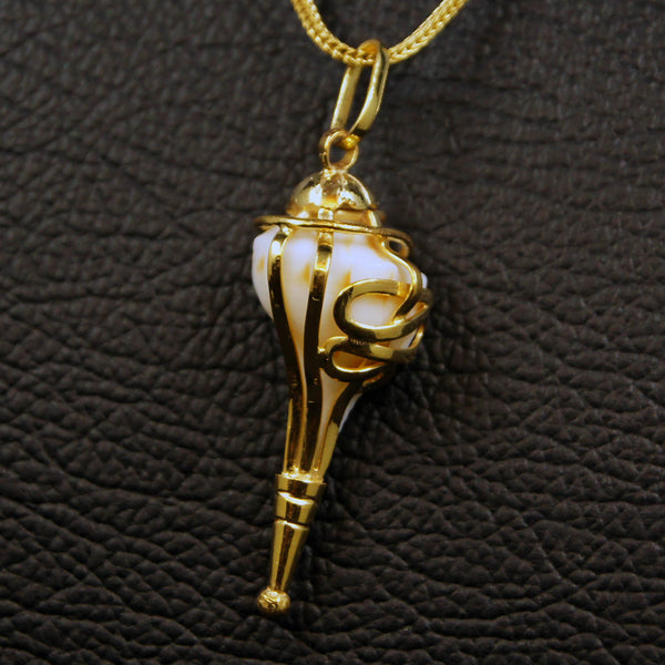 Gold Plated Natural Shankha Pendant only or with necklace