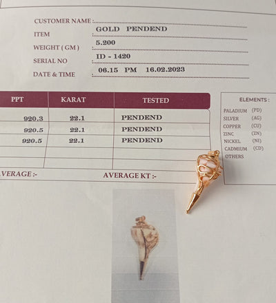 22k Gold Original Sankha Pendant (Line design) -Made to order