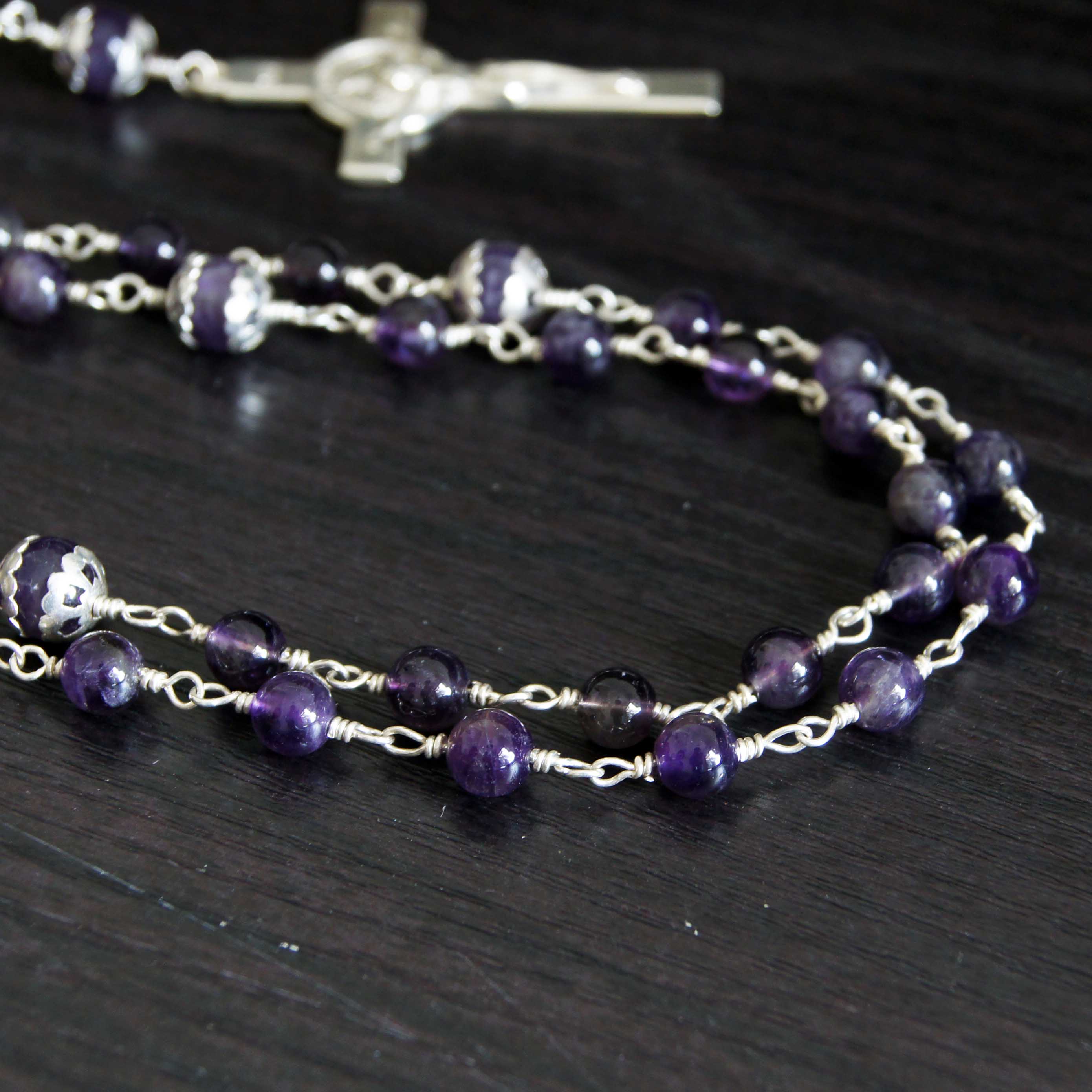 Sterling Silver Amethyst Rosary