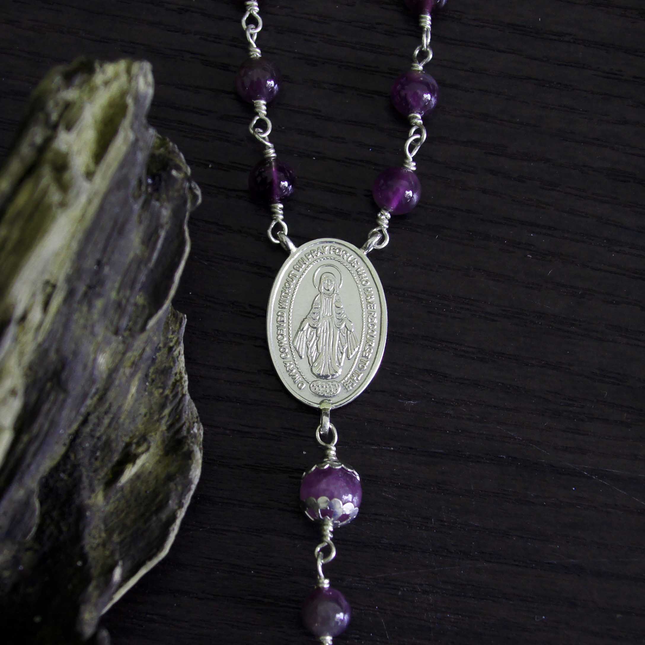 Sterling Silver Amethyst Rosary