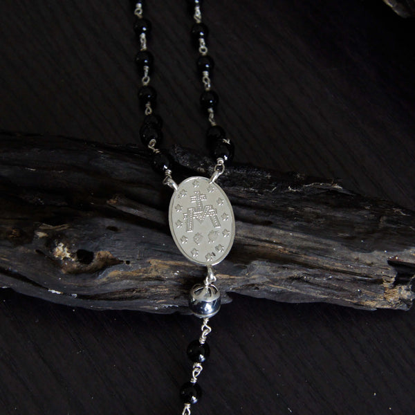 Onyx Serenity Sterling Silver Rosary