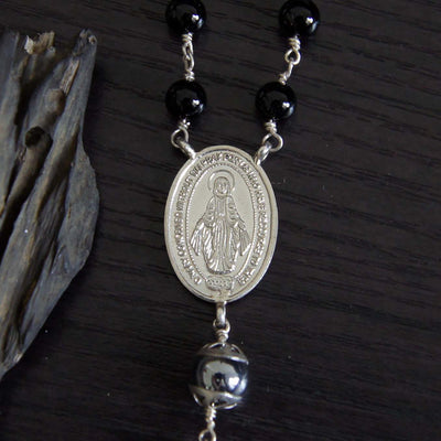 Sterling Silver Black Onyx Rosary