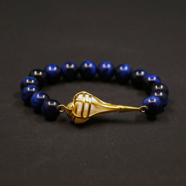 Blue Tiger Eye Shankha Bracelet