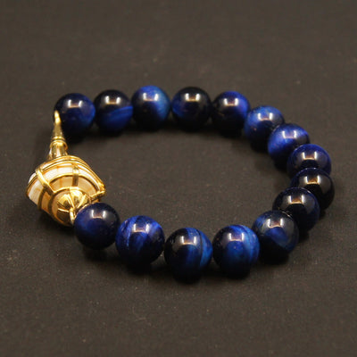 Blue Tiger Eye Shankha Bracelet