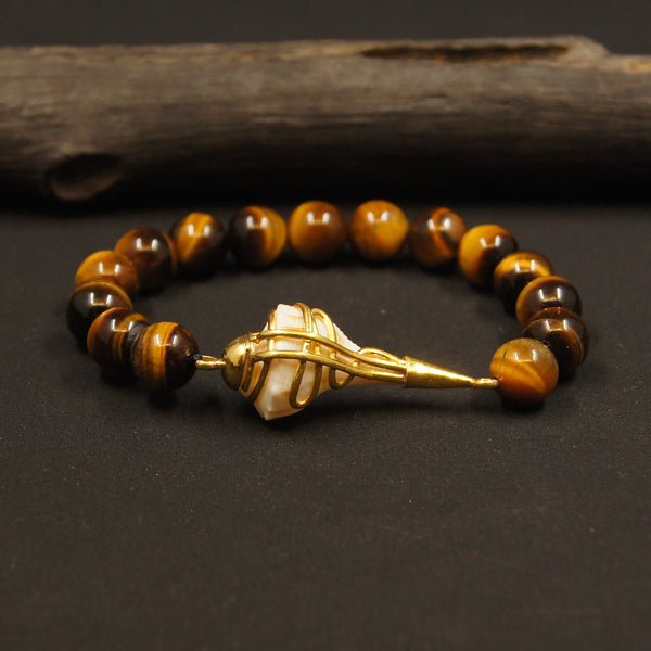 Brown Tiger Eye Sankha Bracelet