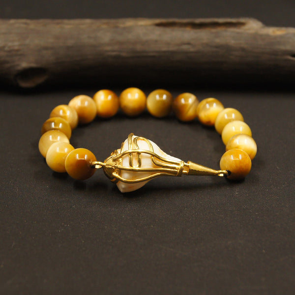 Golden Tiger Eye Shankha Bracelet