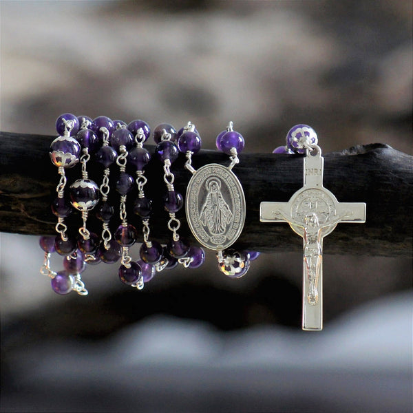 Sterling Silver Amethyst Rosary